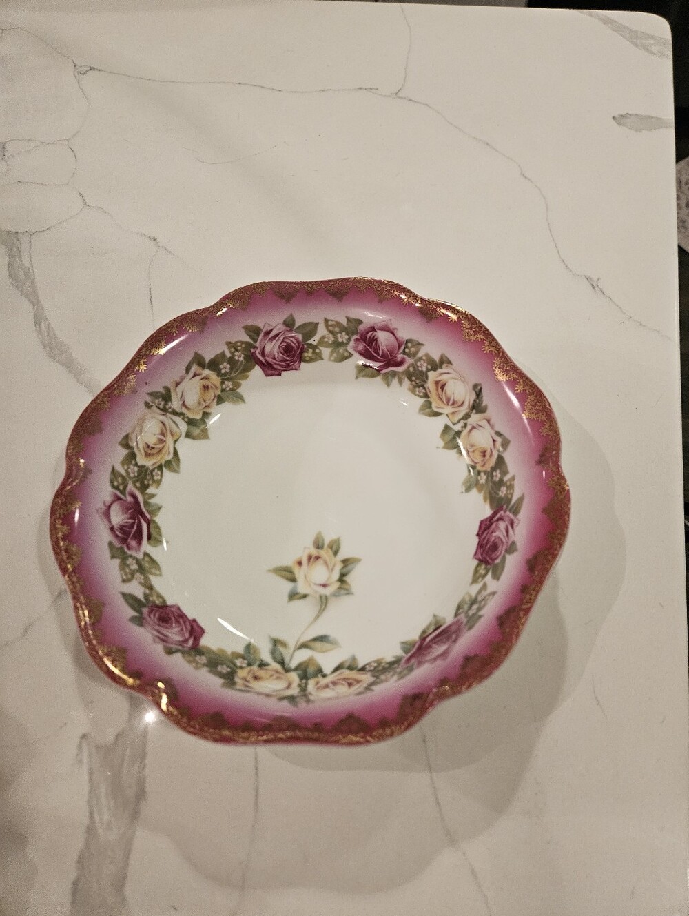 Rosenthal Pink and Gold Rose Porcelain Serving Bowl